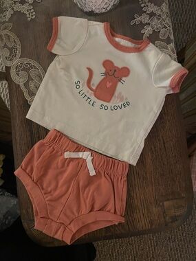 Cat & Jack Coral and White 'So Little So Loved' Pajama Set